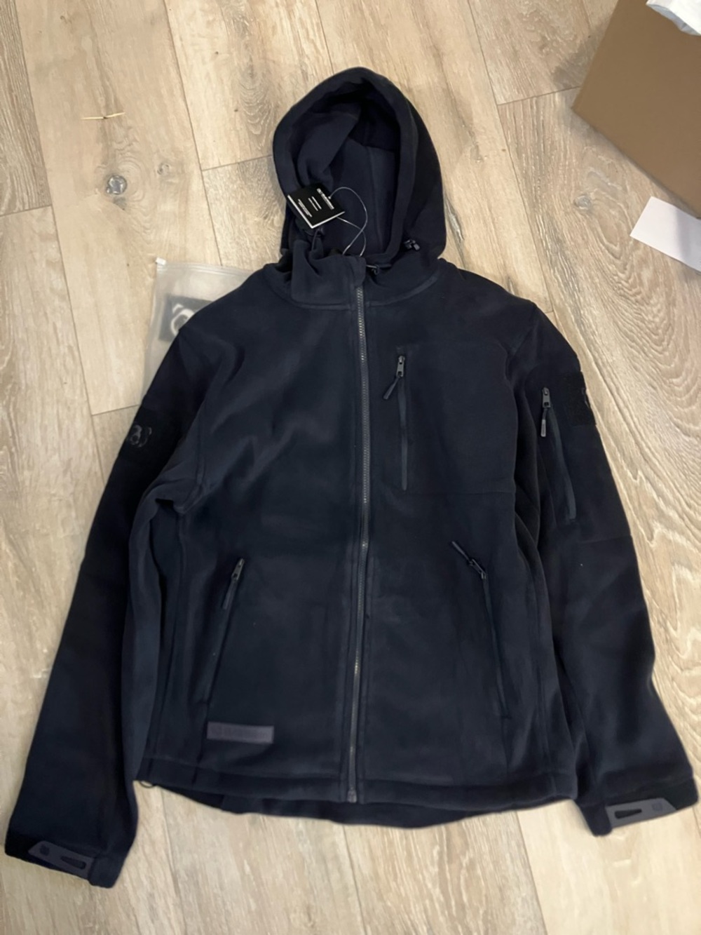 Men's Black Hooded Lightweight Zip Jacket